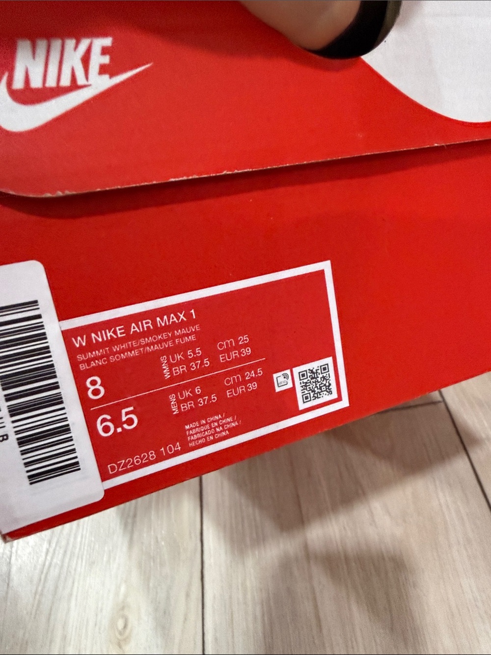 Nike Air Max 1 White Taupe Maroon-Red Sneakers - Picture 2 of 8